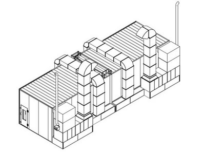 Cabina de pintura + horno de curado, 14m